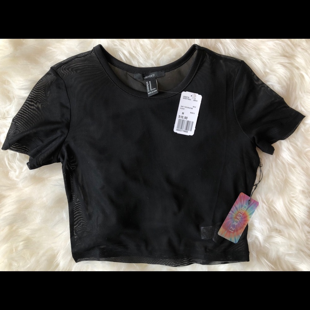 Forever 21 black mesh crop top, never worn!